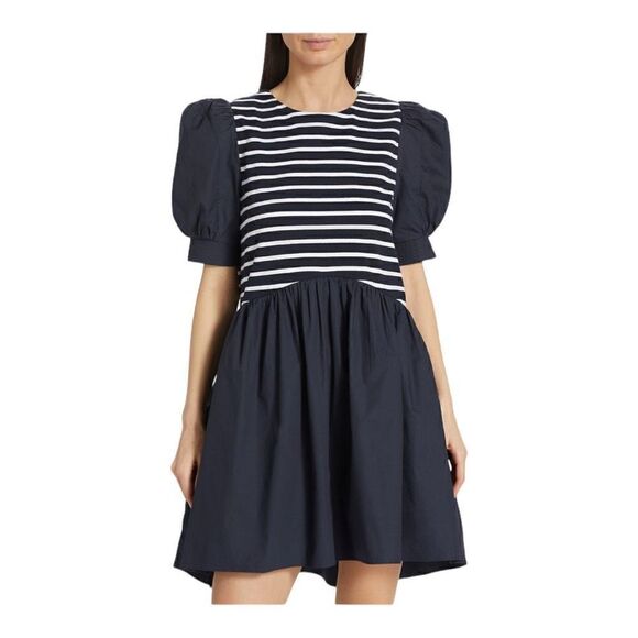 English Factory Navy Blue and White Striped Minidress Size Small - Picture 2 of 8